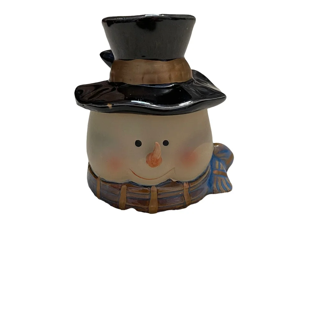 Kirkland's Potter's Garden Snowman‎ Candle Holder With Removable Hat 4.5